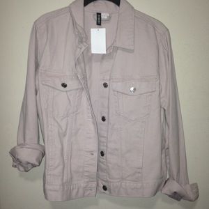 H&M light pink oversize jean jacket